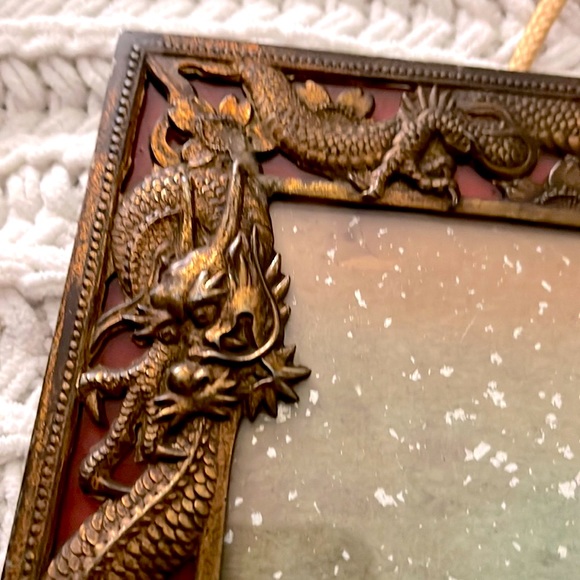🐉Vintage MCM Mid Century Modern Brass Hanging Dragon Frame Wall Art Decor🐉 - Picture 3 of 16